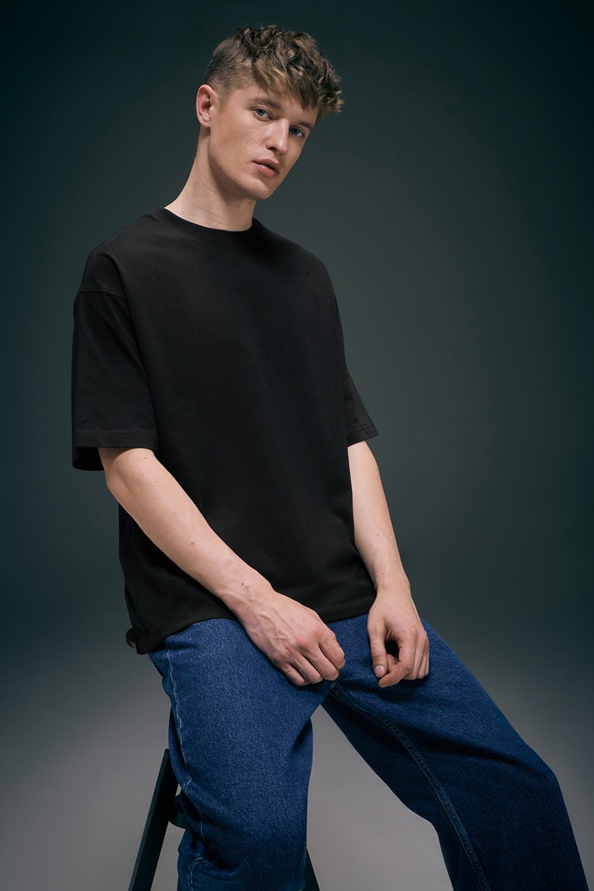 Black Oversized Drop Shoulder Tee — view 1